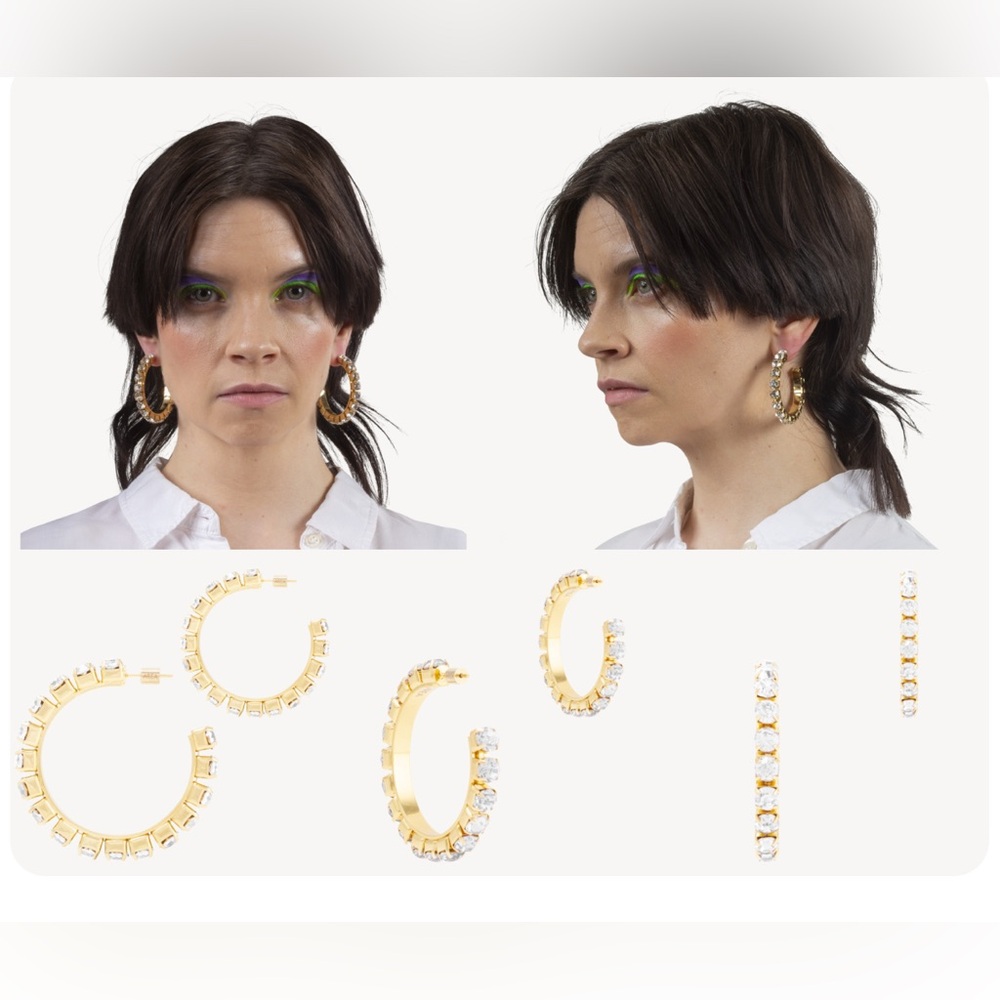 Area crystal 2 inch hoop earrings